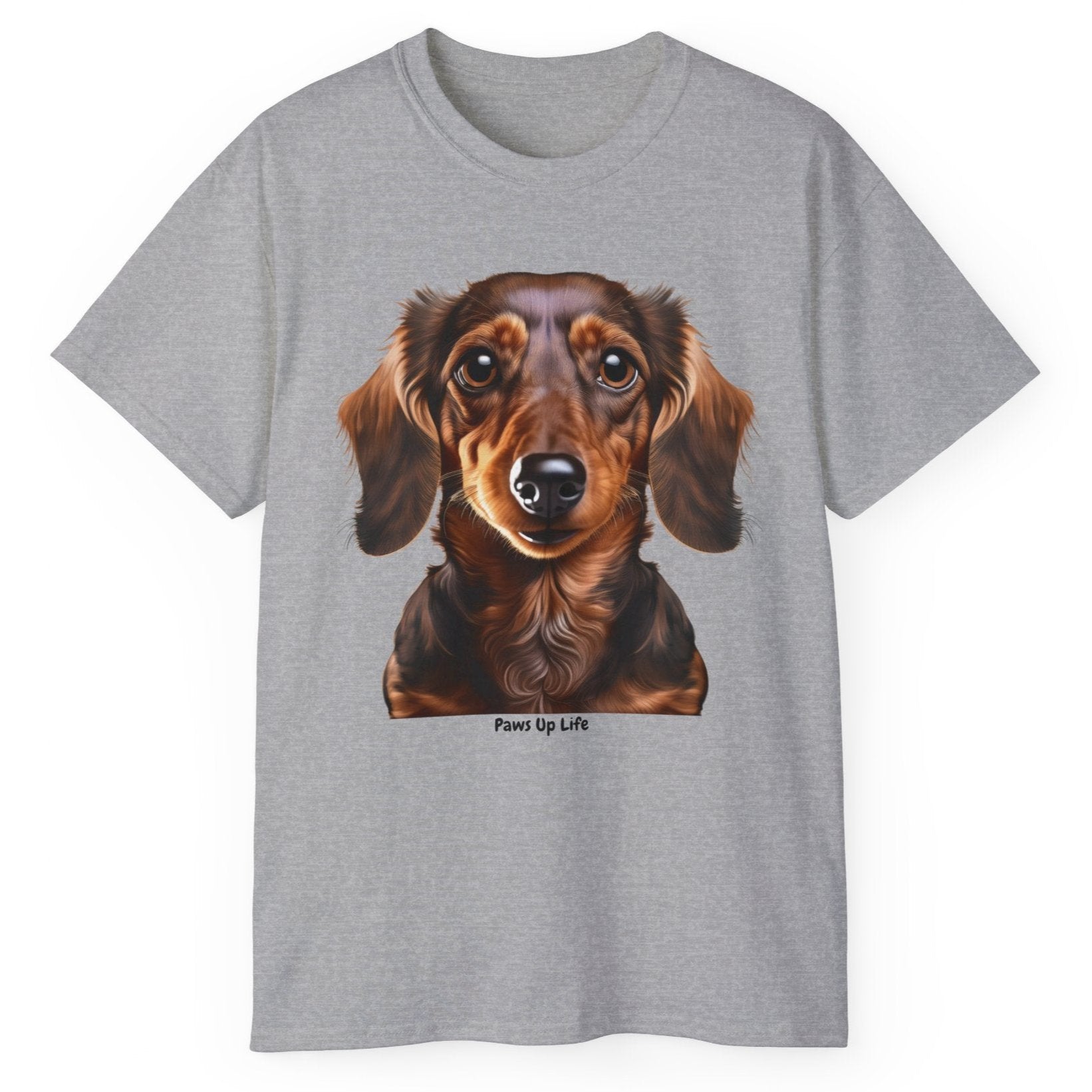 Dachshund Brown Long Haired Gilden Unisex Ultra Cotton Short Sleeve T Shirt By Paws Up Life