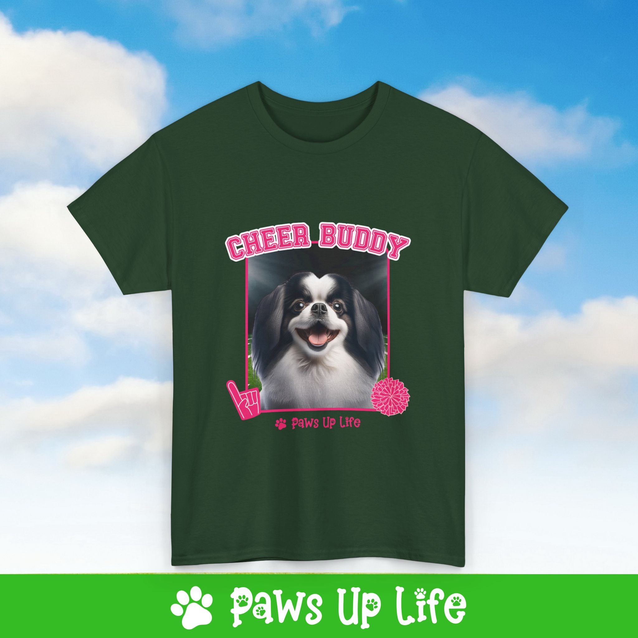 Japanese Chin Football Cheer Buddy Cheerleading Dog Tee, Shirt, Unisex Pet Lover Gift, Dog Mom Dad Tshirt, Animal Rescue Advocate, Cute Puppy Graphic Top Classic Collar