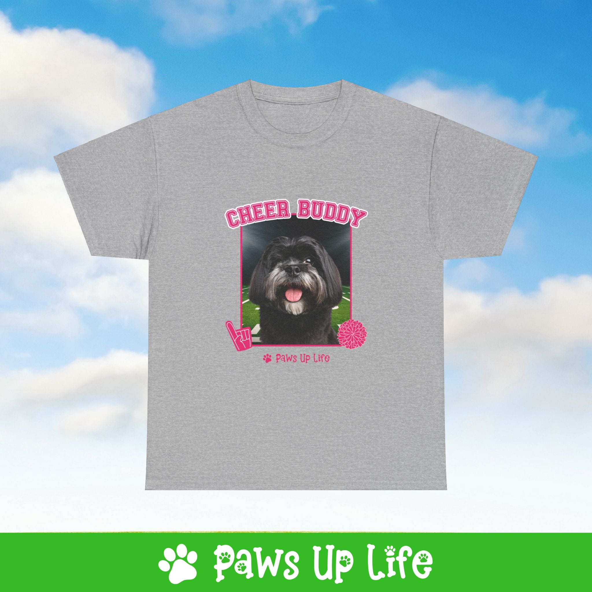 Black Lhasa Apso Football Cheer Buddy Cheerleading Dog Tee, Shirt, Unisex Pet Lover Gift, Dog Mom Dad Tshirt, Animal Rescue Advocate, Cute Puppy Graphic Top Classic Collar | Paws Up Life, LLC