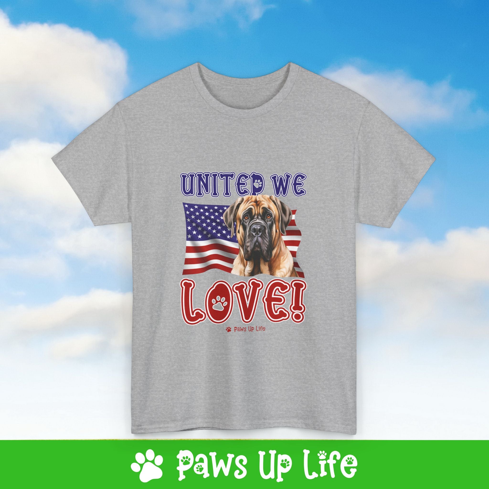 Mastiff Dog United We Love Dog Tee, Shirt, Unisex Pet Lover Gift, Dog Mom Dad Tshirt, Animal Rescue Advocate, Cute Puppy Graphic Top Classic Collar | Paws Up Life, LLC