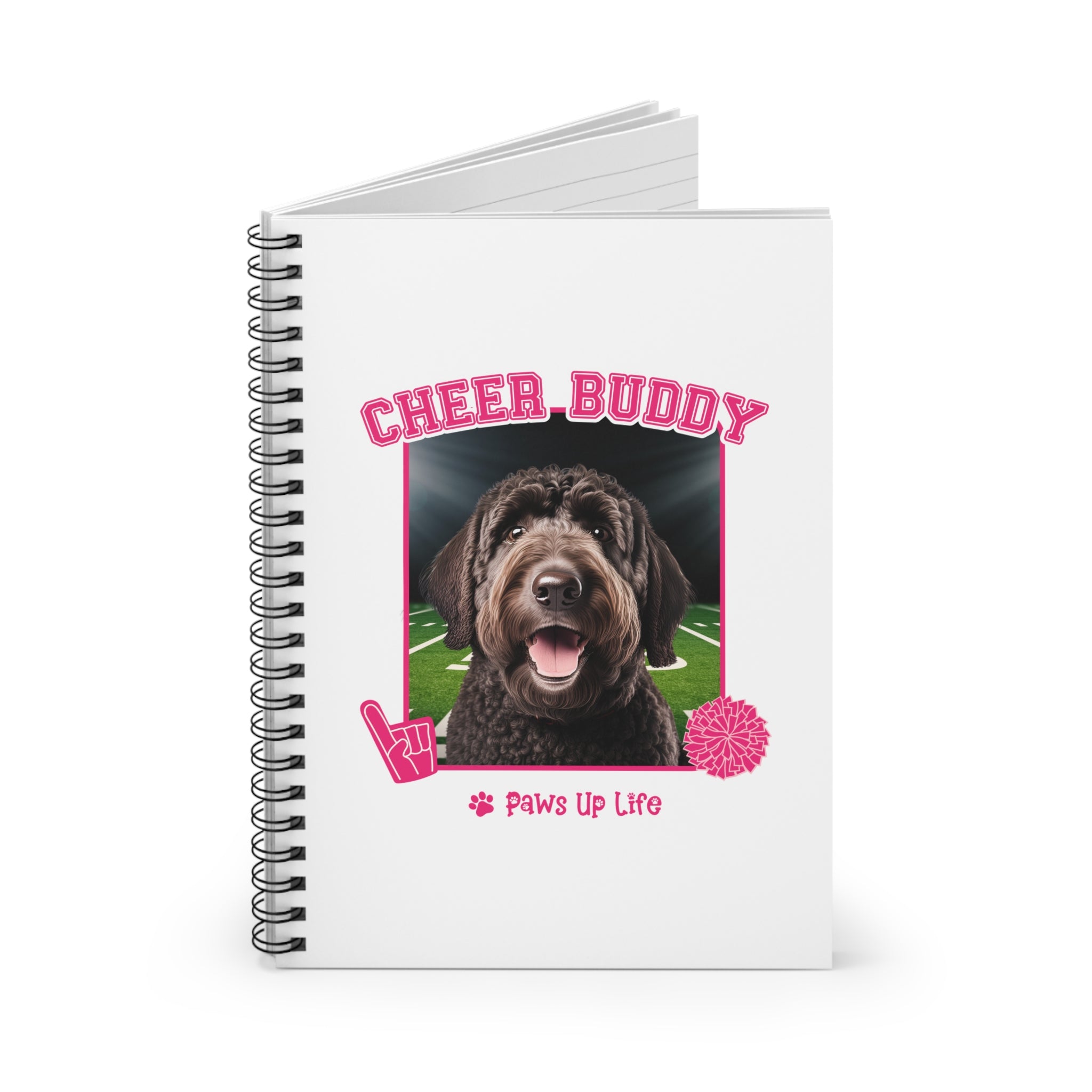 Labradoodle Football Cheer Buddy Cheerleading Dog Spiral Notebook for Office and Home - Ruled Line | Paws Up Life, LLC