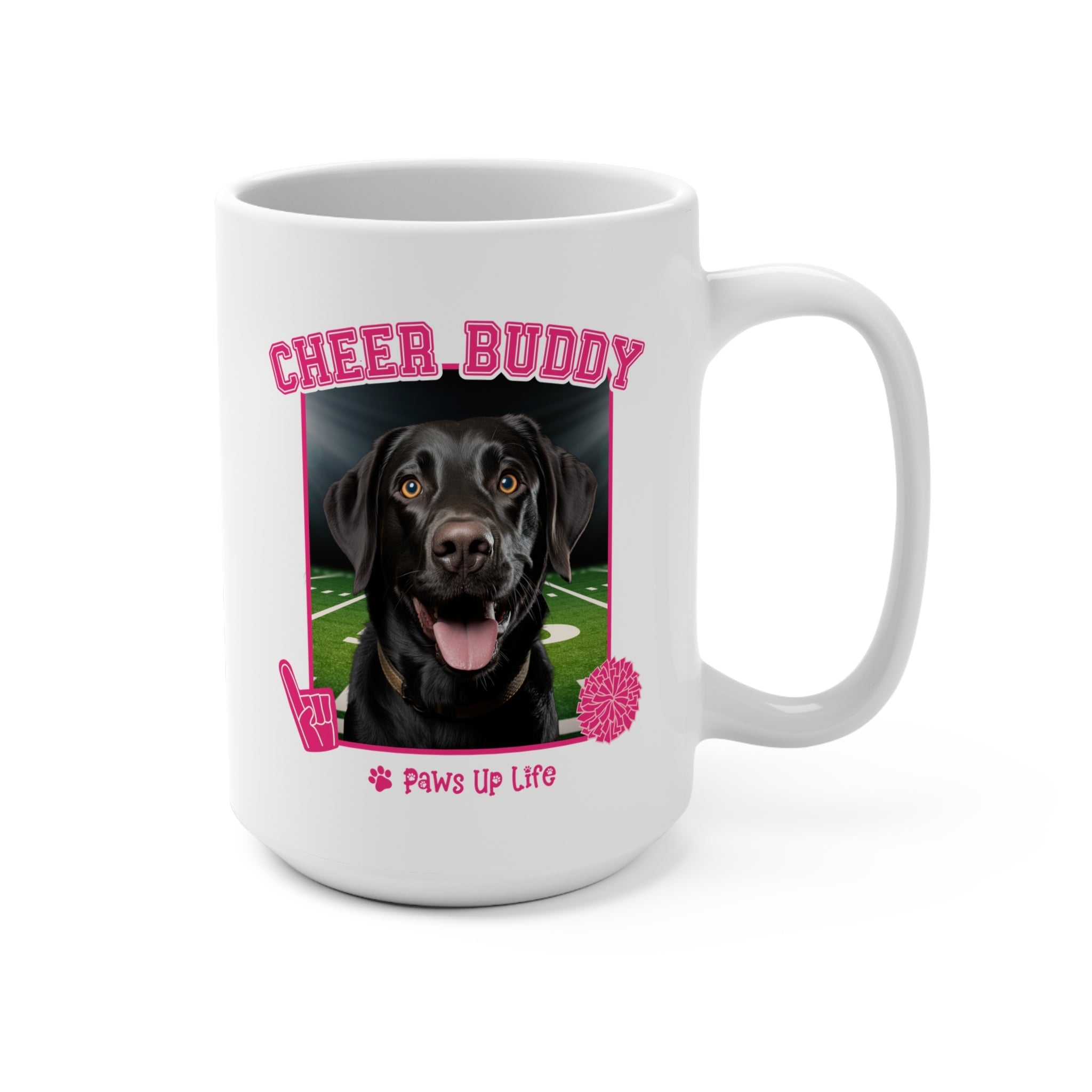 Labradore Retriever Black Lab Football Cheer Buddy Cheerleading Dog 15oz Large Coffee Mug Ceramic Drinkware Tea Washable | Paws Up Life, LLC