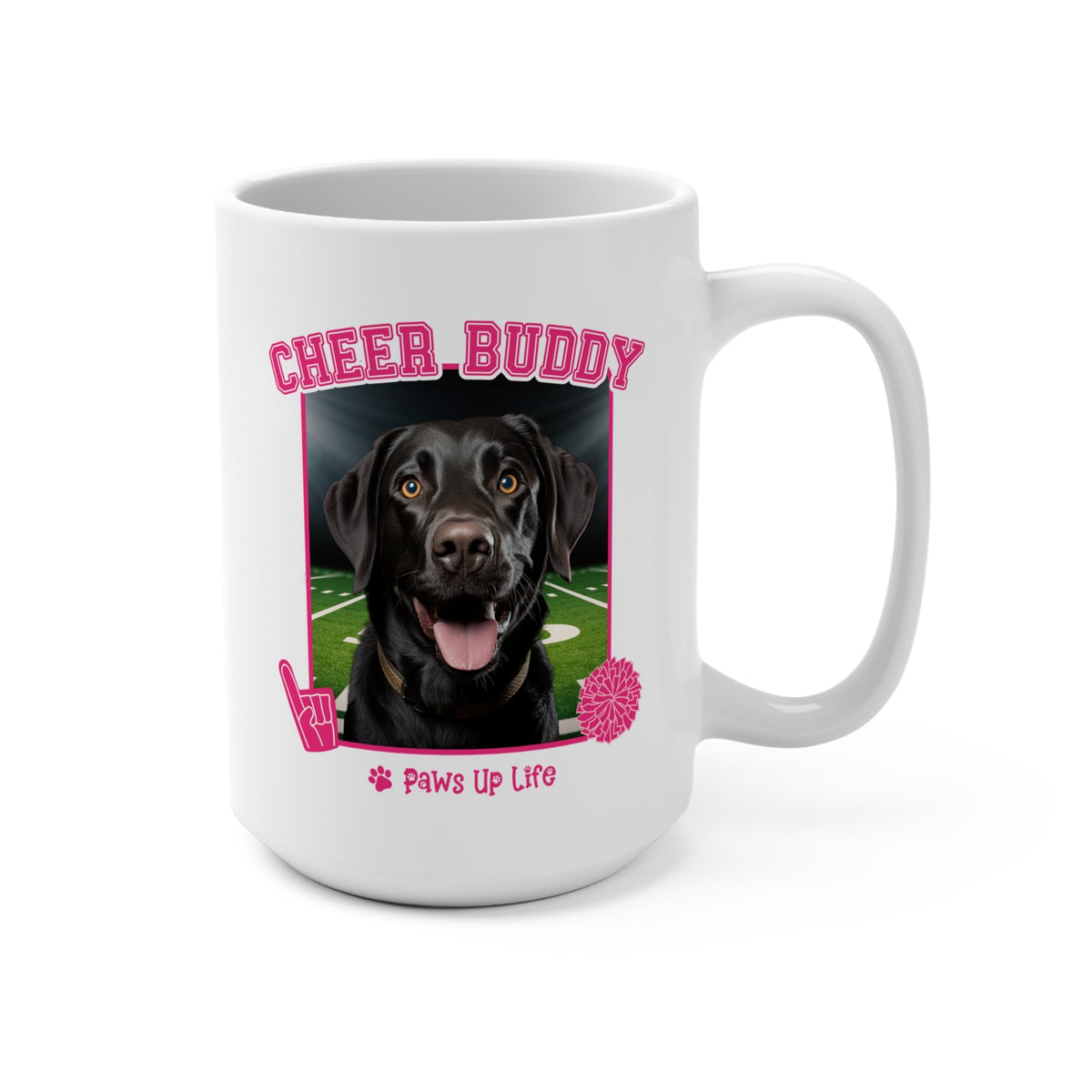 Labradore Retriever Black Lab Football Cheer Buddy Cheerleading Dog 15oz Large Coffee Mug Ceramic Drinkware Tea Washable | Paws Up Life, LLC