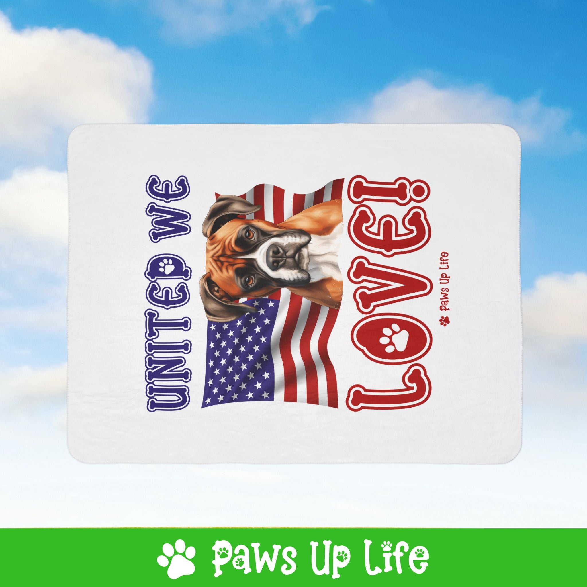 Boxer Dog United We Love Fleece Sherpa Blanket - Perfect for Snuggling and Cozy Napping | Paws Up Life, LLC