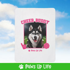 Black Siberian Husky Football Cheer Buddy Cheerleading Dog Fleece Sherpa Blanket - Perfect for Snuggling and Cozy Napping | Paws Up Life, LLC