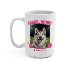 White Siberian Husky Football Cheer Buddy Cheerleading Dog 15oz Large Coffee Mug Ceramic Drinkware Tea Washable | Paws Up Life, LLC