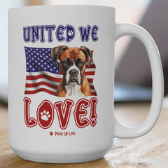 Boxer Dog United We Love 15oz Large Coffee Mug Ceramic Drinkware Tea Washable | Paws Up Life, LLC