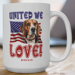 Beagle Dog United We Love 15oz Large Coffee Mug Ceramic Drinkware Tea Washable | Paws Up Life, LLC