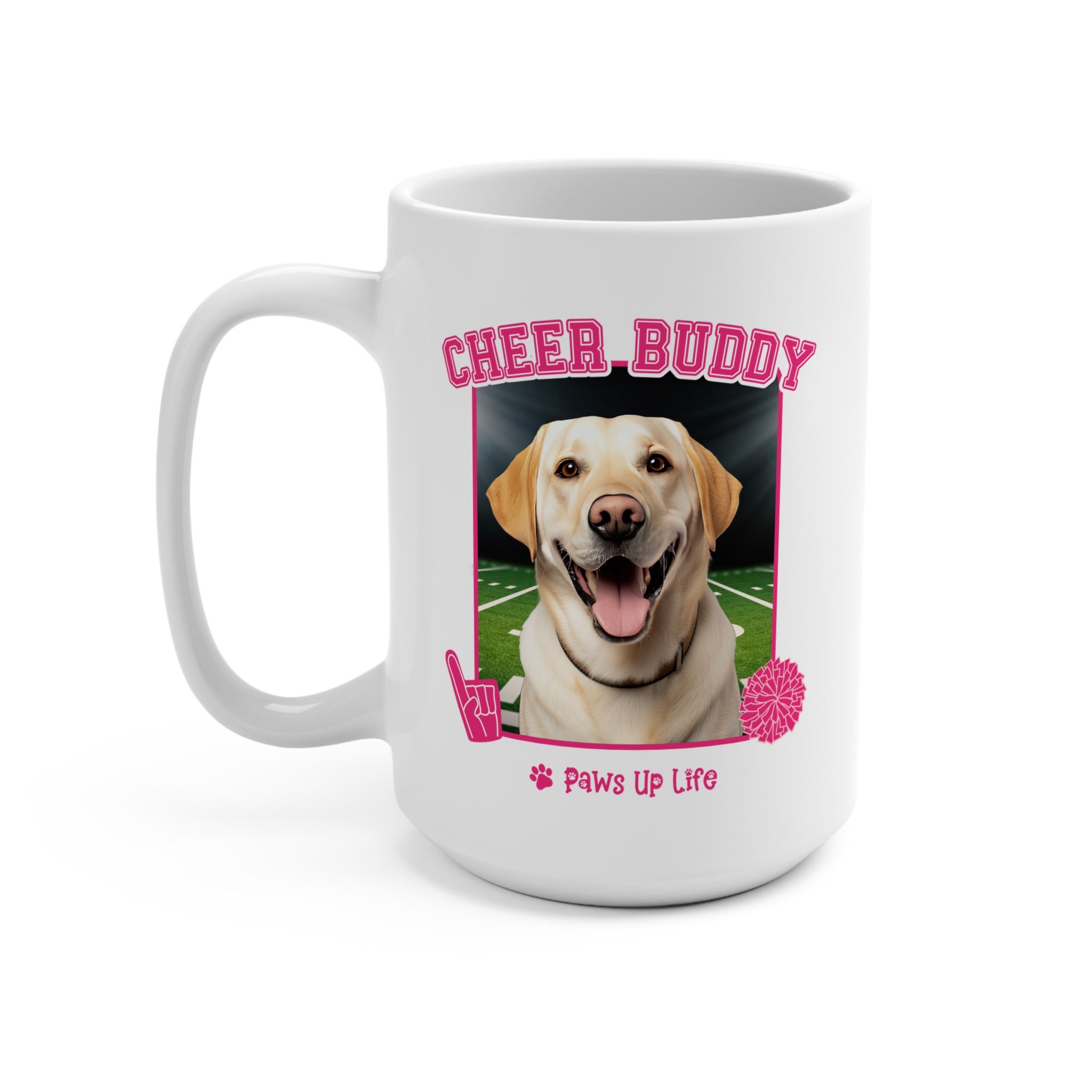 Labrador Retriever Yellow Lab Football Cheer Buddy Cheerleading Dog 15oz Large Coffee Mug Ceramic Drinkware Tea Washable | Paws Up Life, LLC