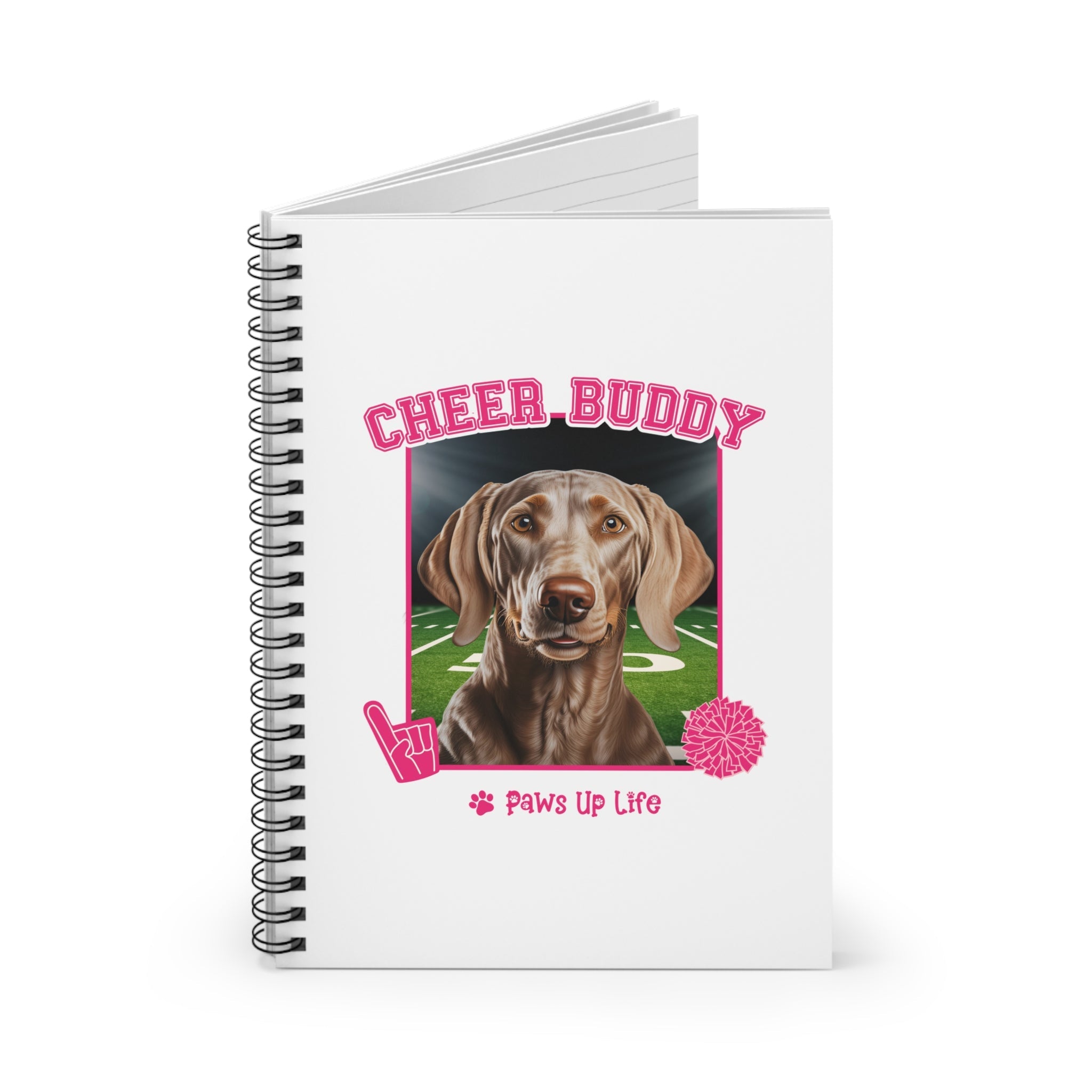 Weimaraner Football Cheer Buddy Cheerleading Dog Spiral Notebook for Office and Home - Ruled Line | Paws Up Life, LLC