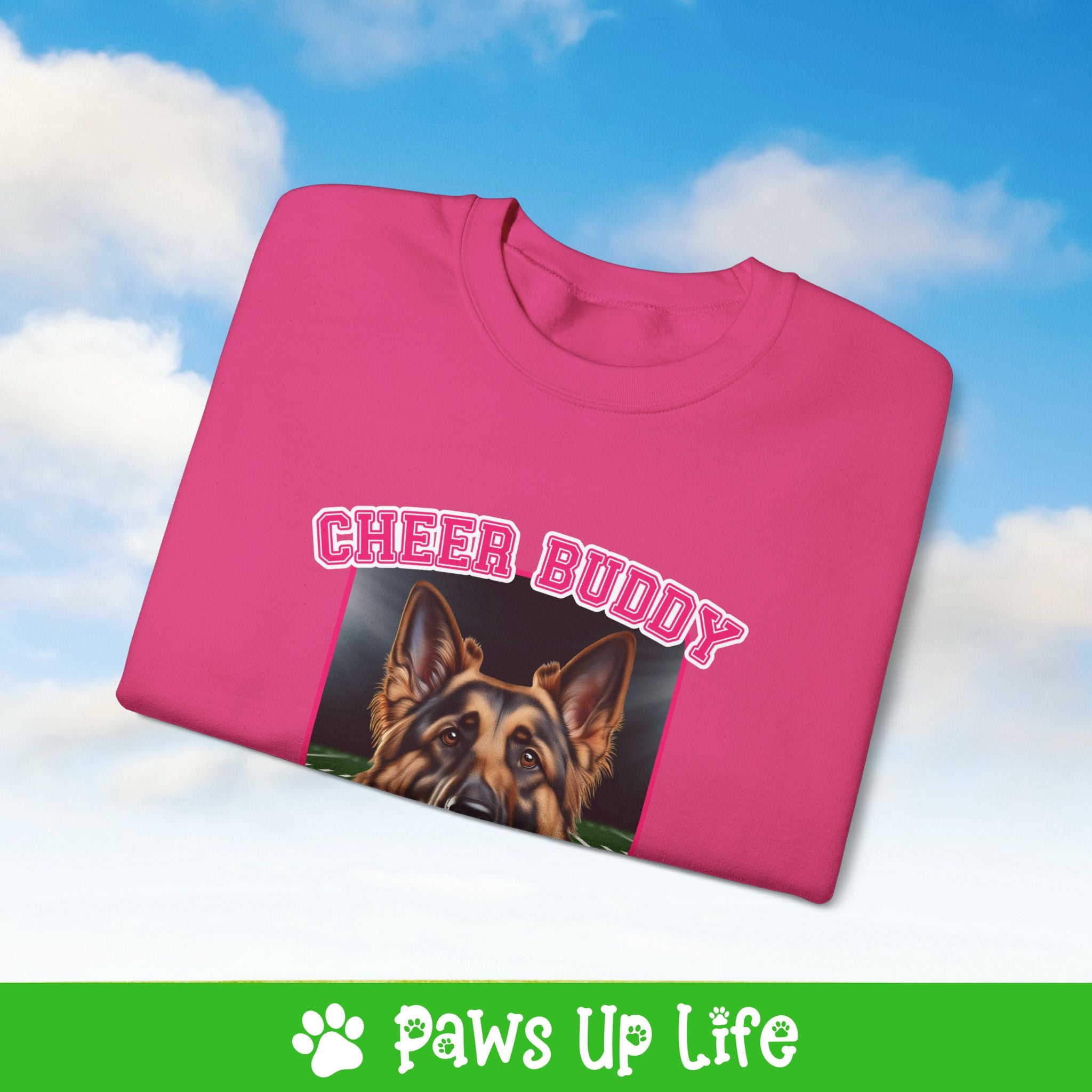 German Shepherd Football Cheer Buddy Cheerleading Dog Crewneck Sweatshirt, Unisex Gift for Animal Lovers, Dog Mom Dad Sweatshirt, Cute Dog Lover Apparel, Fun Pet | Paws Up Life, LLC