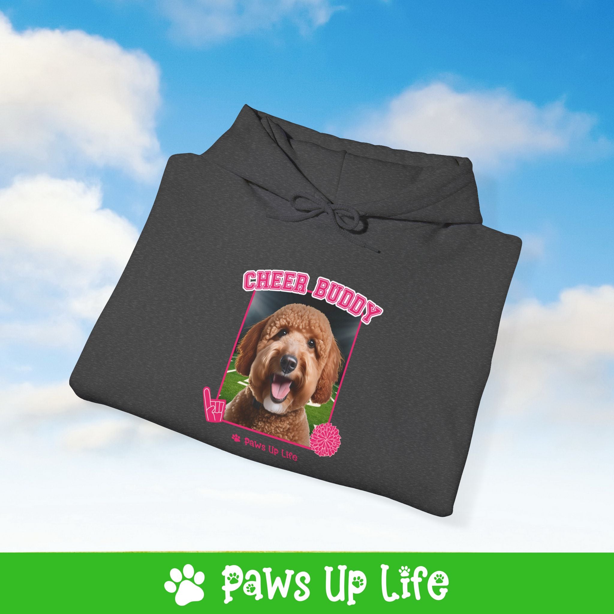 Groodle Football Cheer Buddy Cheerleading Dog Unisex Hoodie Hooded Sweatshirt Classic Comfy Cotton | Paws Up Life, LLC