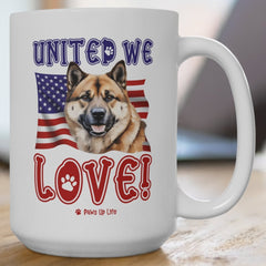 Akita Dog United We Love 15oz Large Coffee Mug Ceramic Drinkware Tea Washable | Paws Up Life, LLC