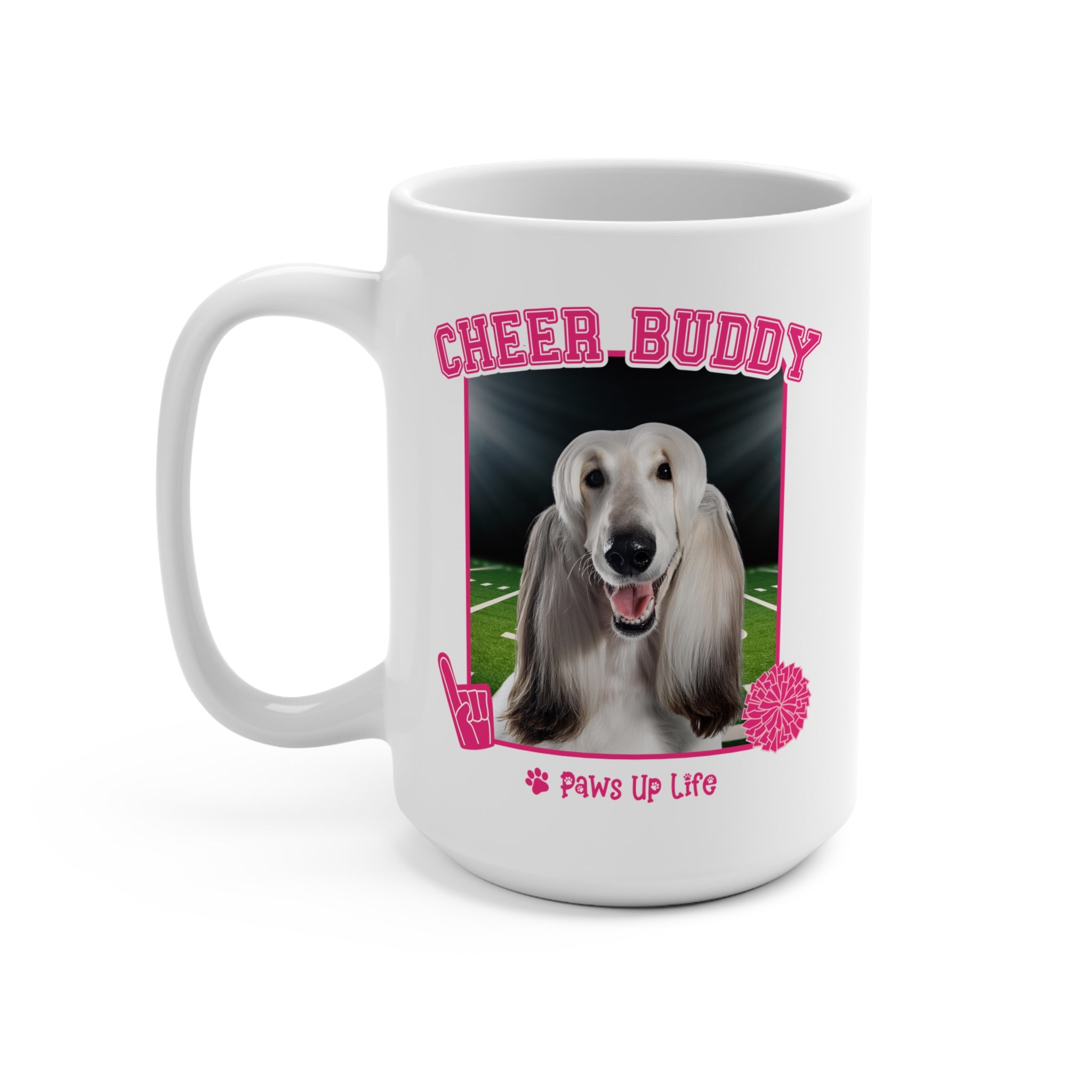 Afghan Hound Dog Cheer Buddy Cheerleader 15oz Large Coffee Mug Ceramic Drinkware Tea Washable Printed Reusable | Paws Up Life, LLC