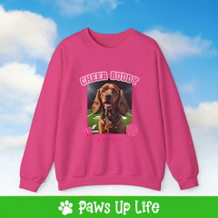 Cocker Spaniel Football Cheer Buddy Cheerleading Dog Crewneck Sweatshirt, Unisex Gift for Animal Lovers, Dog Mom Dad Sweatshirt, Cute Dog Lover Apparel, Fun Pet | Paws Up Life, LLC