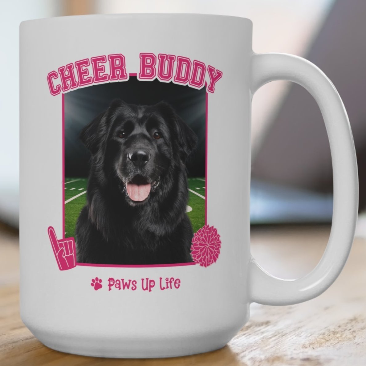 Great Pyreenes Football Cheer Buddy Cheerleading Dog 15oz Large Coffee Mug Ceramic Drinkware Tea Washable | Paws Up Life, LLC