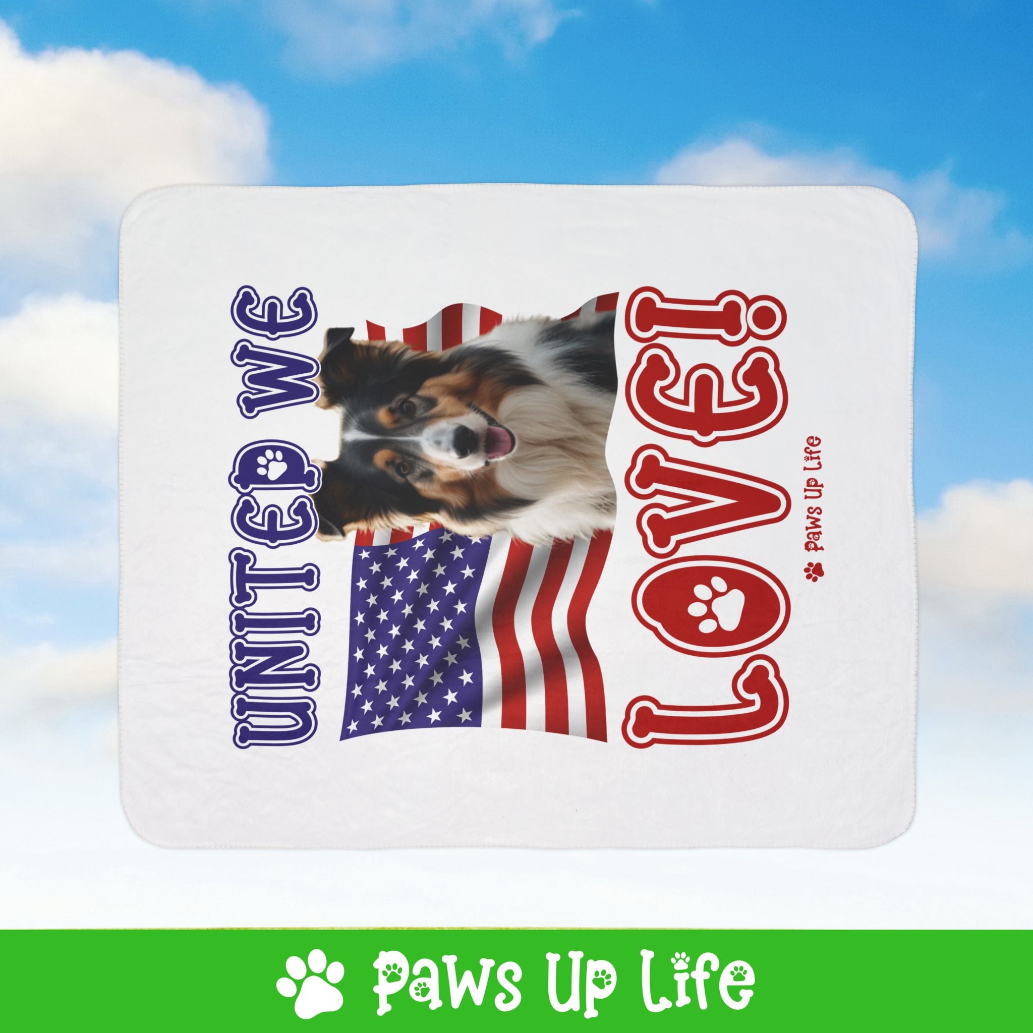 Collie Dog United We Love Fleece Sherpa Blanket - Perfect for Snuggling and Cozy Napping | Paws Up Life, LLC