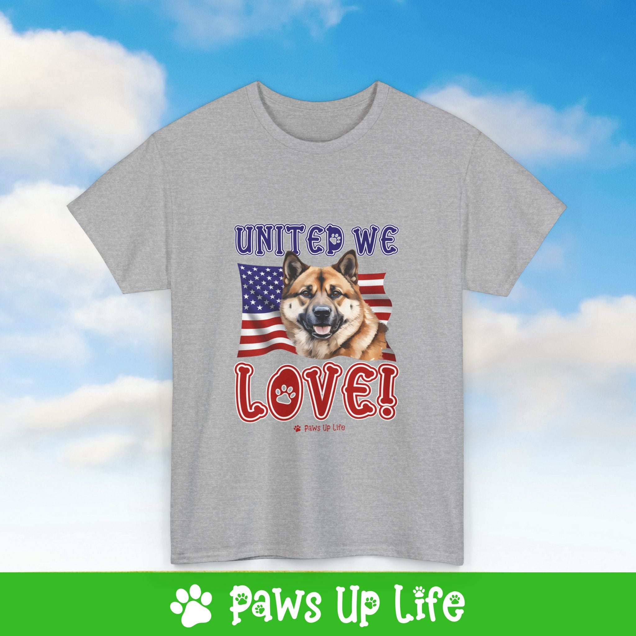 Akita Dog United We Love Dog Tee, Shirt, Unisex Pet Lover Gift, Dog Mom Dad Tshirt, Animal Rescue Advocate, Cute Puppy Graphic Top Classic Collar