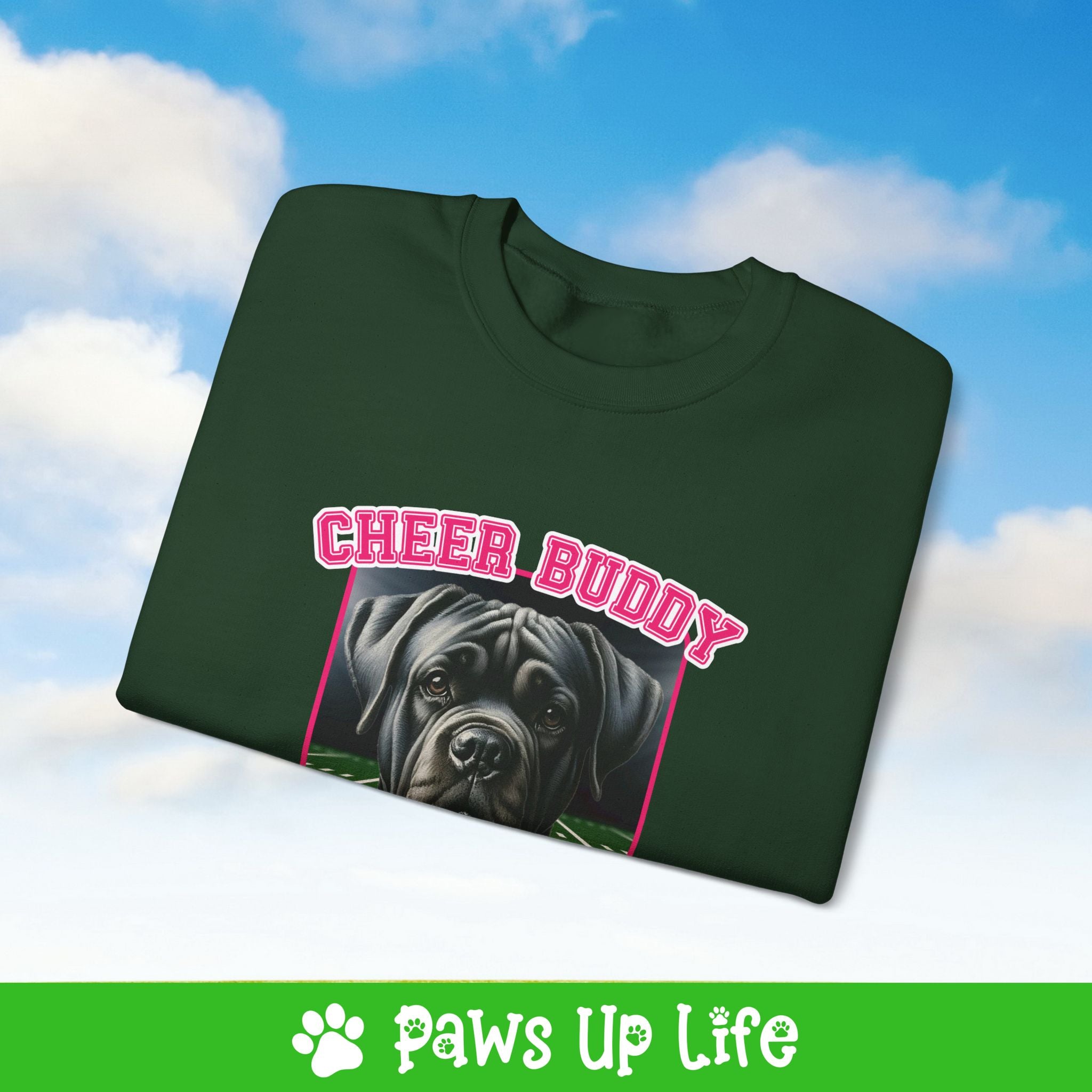 Cane Corso Football Cheer Buddy Cheerleading Dog Crewneck Sweatshirt, Unisex Gift for Animal Lovers, Dog Mom Dad Sweatshirt, Cute Dog Lover Apparel, Fun Pet | Paws Up Life, LLC