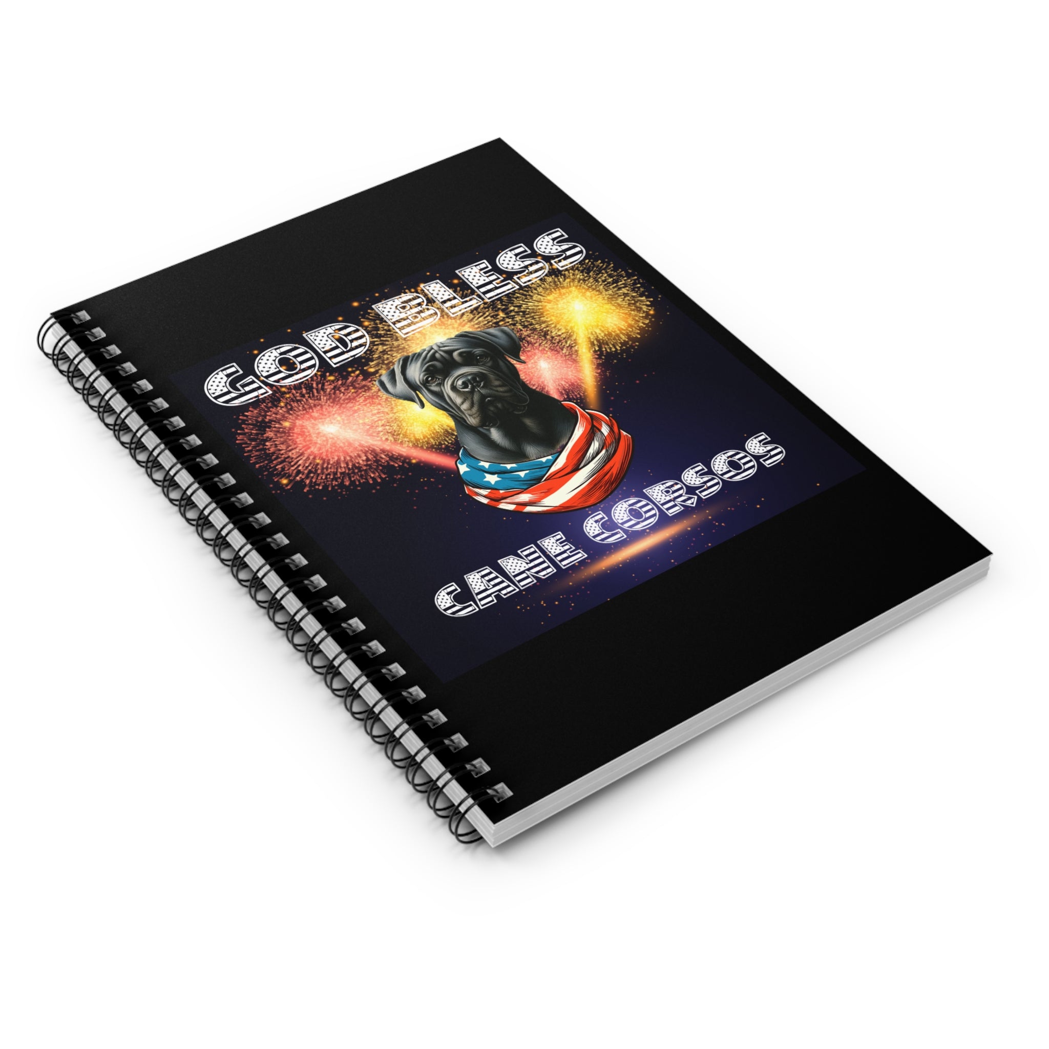 God Bless Cane Corso Patriotic Spiral Notebook - Ruled Line