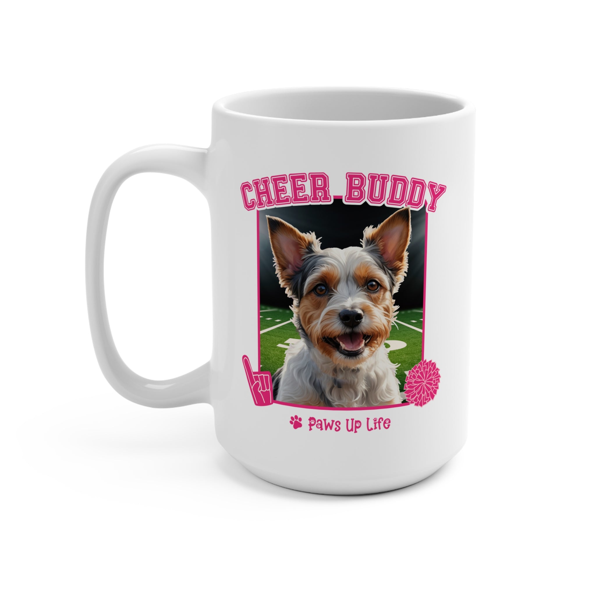 Biewer Terrier Football Cheer Buddy Cheerleading Dog 15oz Large Coffee Mug Ceramic Drinkware Tea Washable | Paws Up Life, LLC