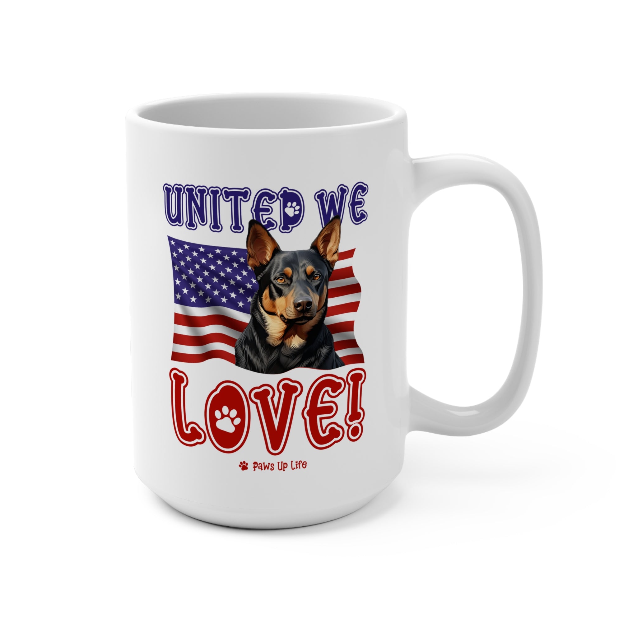 Australian Kelpie Dog United We Love 15oz Large Coffee Mug Ceramic Drinkware Tea Washable | Paws Up Life, LLC