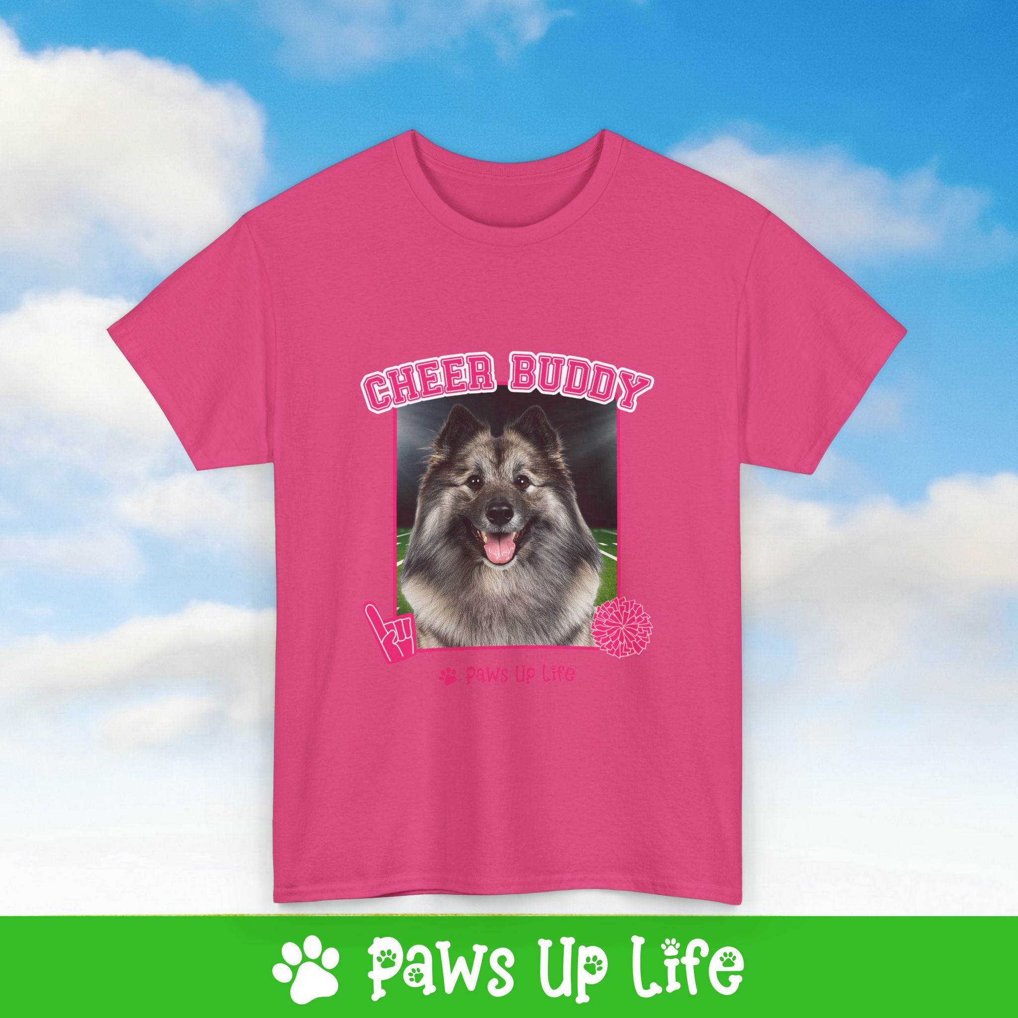 Keeshond Football Cheer Buddy Cheerleading Dog Tee, Shirt, Unisex Pet Lover Gift, Dog Mom Dad Tshirt, Animal Rescue Advocate, Cute Puppy Graphic Top Classic Collar | Paws Up Life, LLC