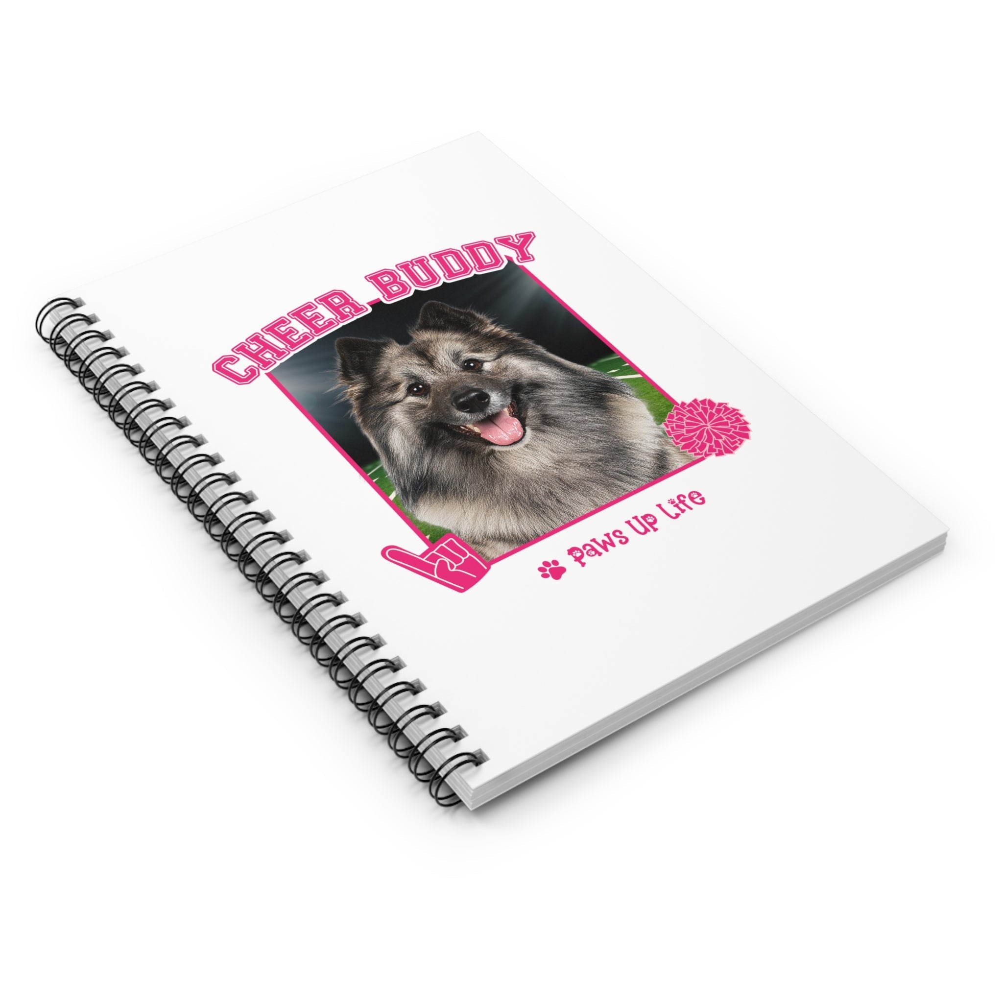 Keeshond Football Cheer Buddy Cheerleading Dog Spiral Notebook for Office and Home - Ruled Line | Paws Up Life, LLC