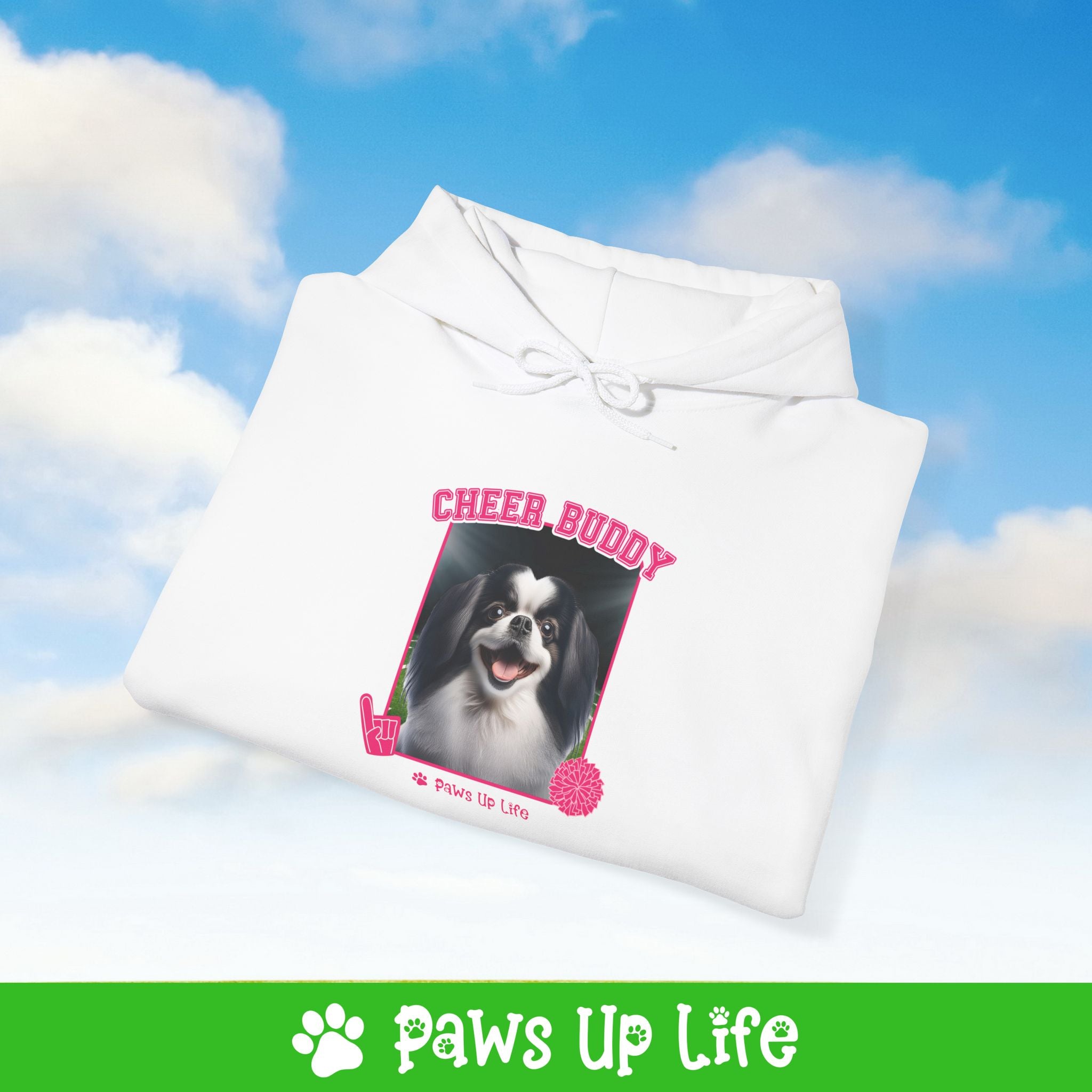 Japanese Chin Football Cheer Buddy Cheerleading Dog Unisex Hoodie Hooded Sweatshirt Classic Comfy Cotton | Paws Up Life, LLC