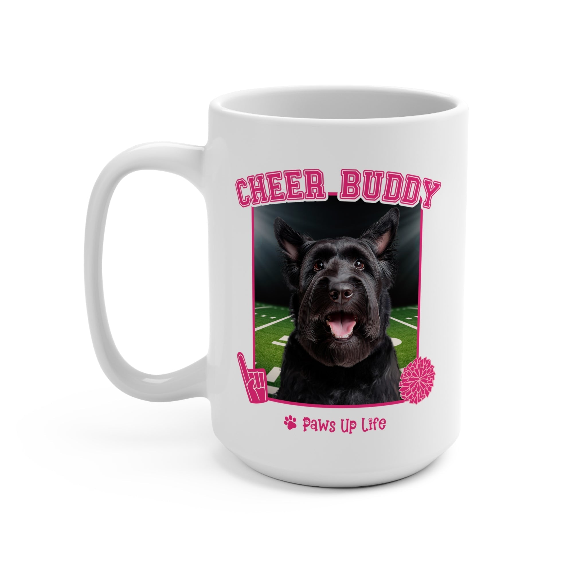 Black Russian Terrier Football Cheer Buddy Cheerleading Dog 15oz Large Coffee Mug Ceramic Drinkware Tea Washable | Paws Up Life, LLC