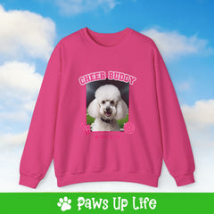 White Poodle Football Cheer Buddy Cheerleading Dog Crewneck Sweatshirt, Unisex Gift for Animal Lovers, Dog Mom Dad Sweatshirt, Cute Dog Lover Apparel, Fun Pet | Paws Up Life, LLC