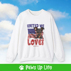 Miniature Pinscher Dog United We Love Dog Crewneck Sweatshirt, Unisex Gift for Animal Lovers, Dog Mom Dad Sweatshirt, Cute Dog Lover Apparel, Fun Pet | Paws Up Life, LLC