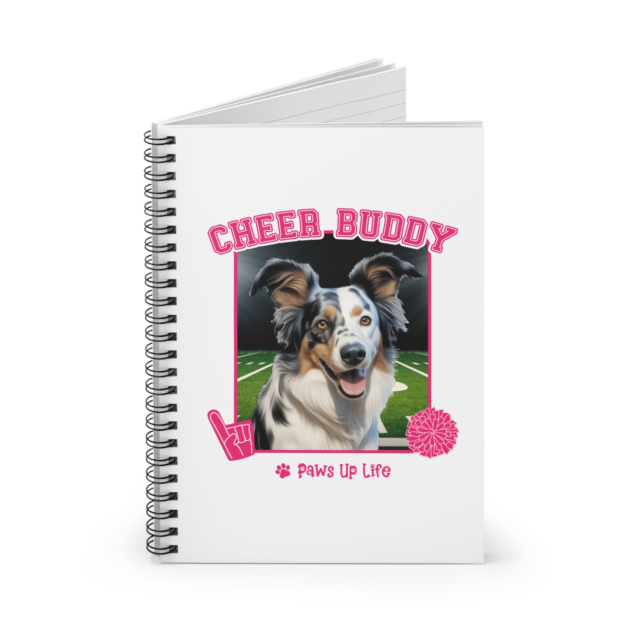 Australian Koolie Cheer Buddy Cheerleading Dog Spiral Notebook for Office and Home - Ruled Line | Paws Up Life, LLC