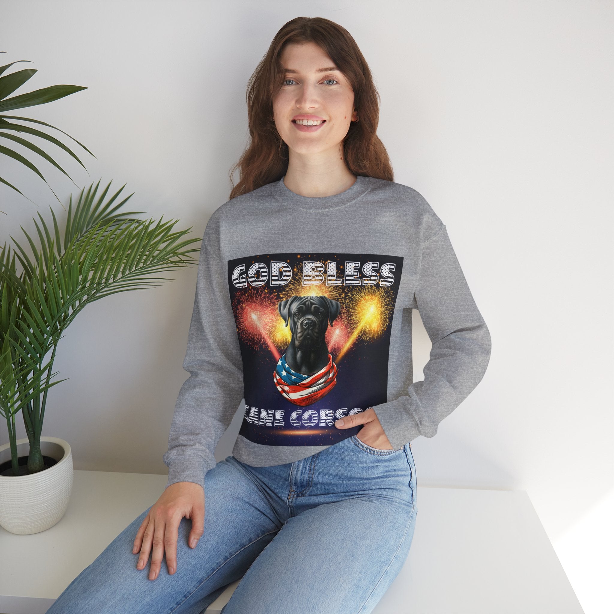 God Bless Cane Corso Patriotic Unisex Sweatshirt Heavy Blend™ Crewneck