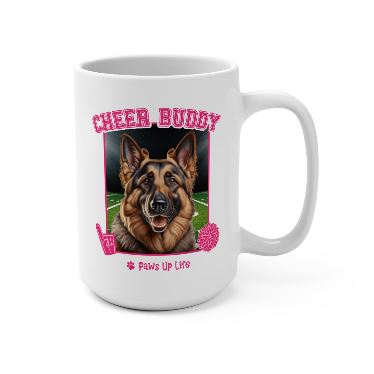 German Shepherd Football Cheer Buddy Cheerleading Dog 15oz Large Coffee Mug Ceramic Drinkware Tea Washable | Paws Up Life, LLC