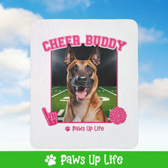 Belgian Malinos Cheer Buddy Cheerleading Dog Fleece Sherpa Blanket - Perfect for Snuggling and Cozy Napping | Paws Up Life, LLC