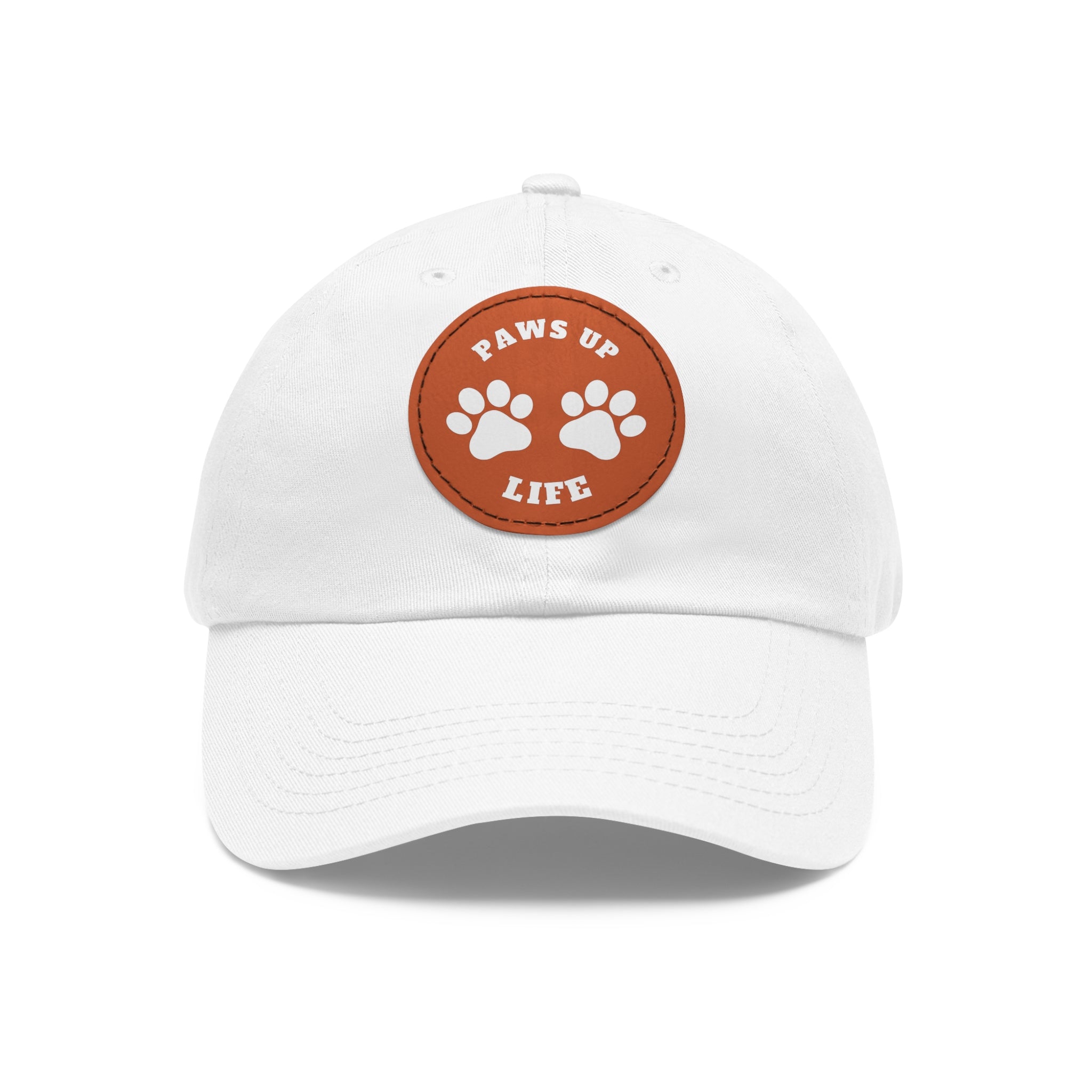 Paws Up Life Logo Dog Mom or Dad Hat with Leather Patch (Round) Show Your Dog Dad Pride with this Stylish Hat Featuring a Leather Patch. Crafted for Comfort and Durability, It's The Perfect Accessory For Canine Enthusiasts Who Appreciate Quality and Style