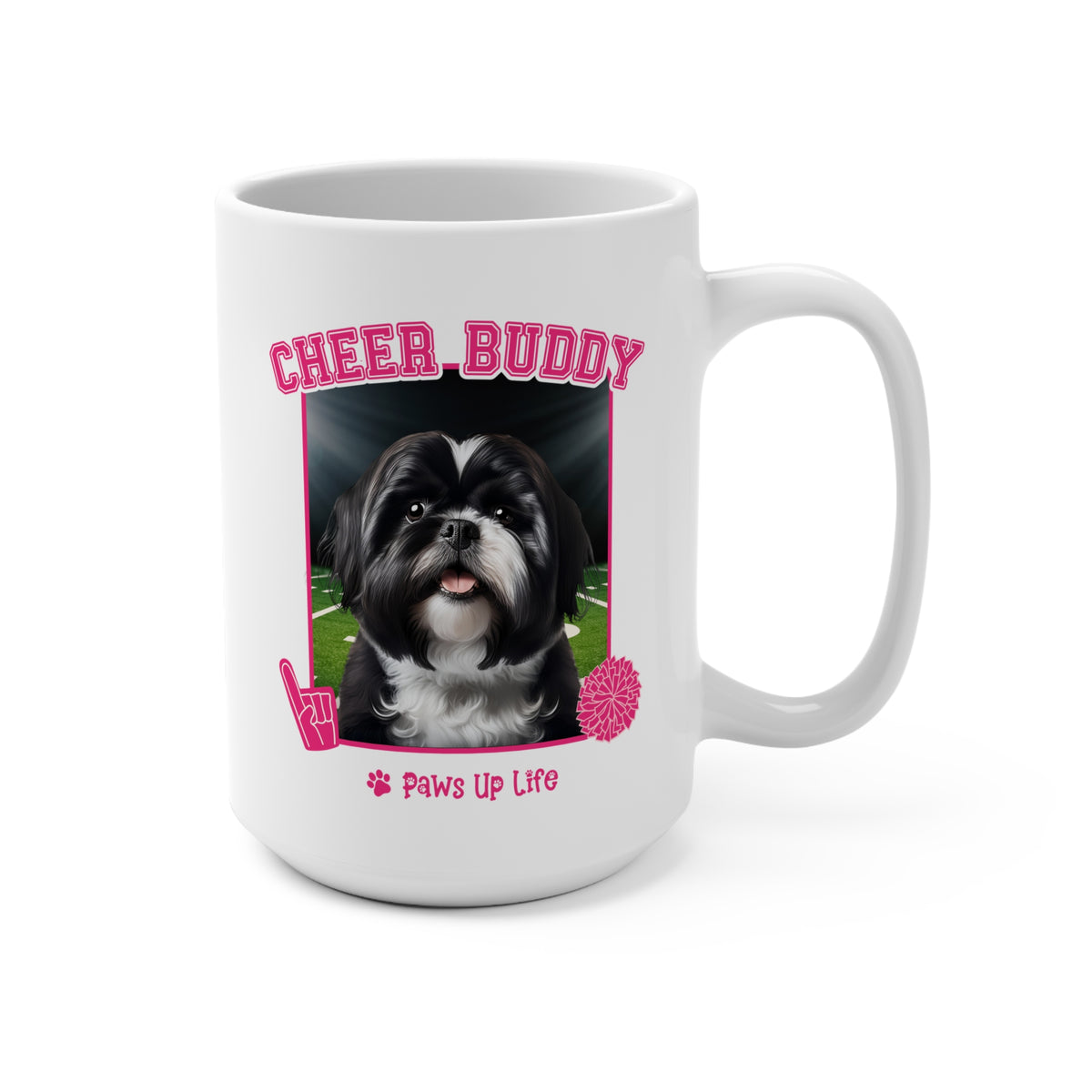 Black Shih Tzu Football Cheer Buddy Cheerleading Dog 15oz Large Coffee Mug Ceramic Drinkware Tea Washable