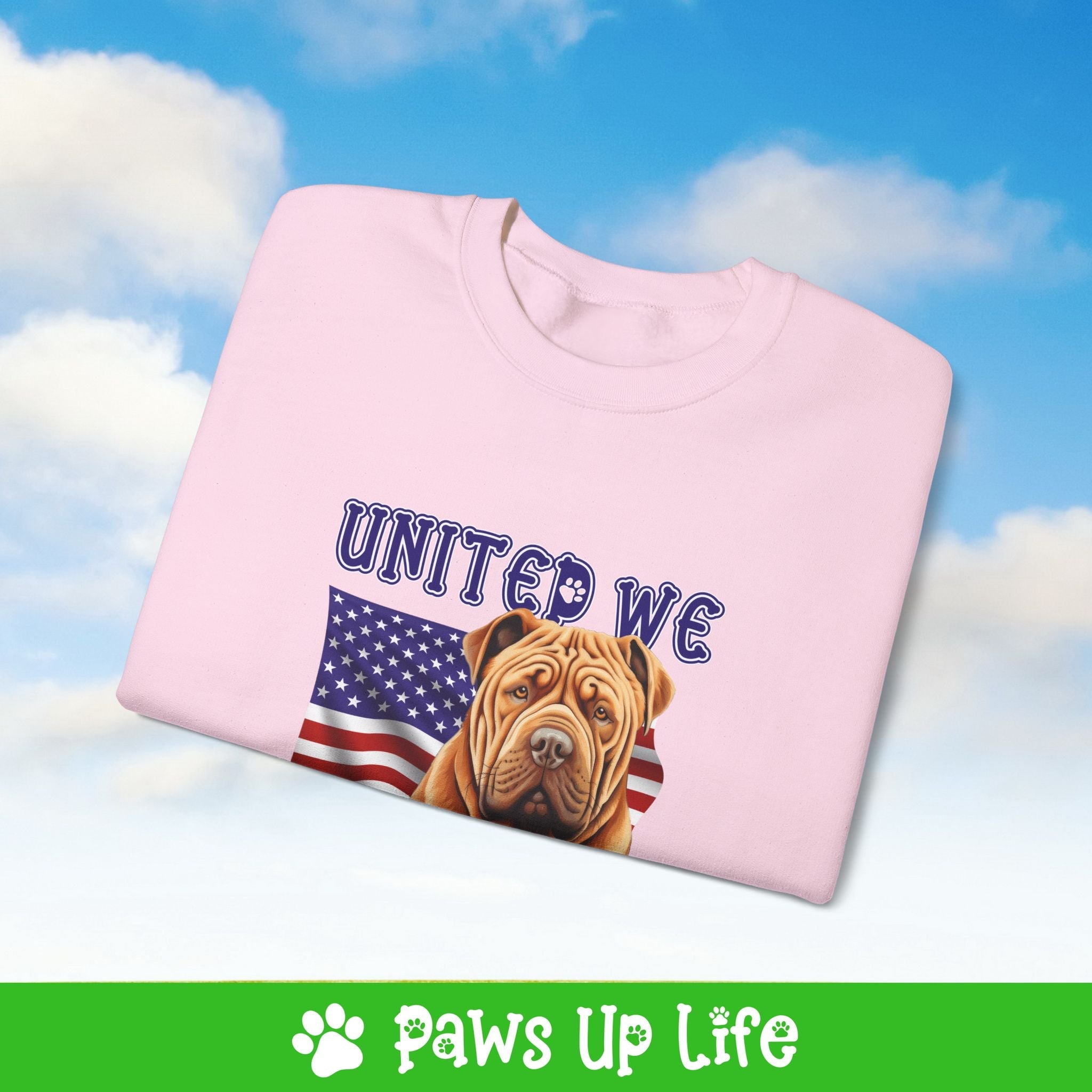 Chinese Shar Pei Dog United We Love Dog Crewneck Sweatshirt, Unisex Gift for Animal Lovers, Dog Mom Dad Sweatshirt, Cute Dog Lover Apparel, Fun Pet