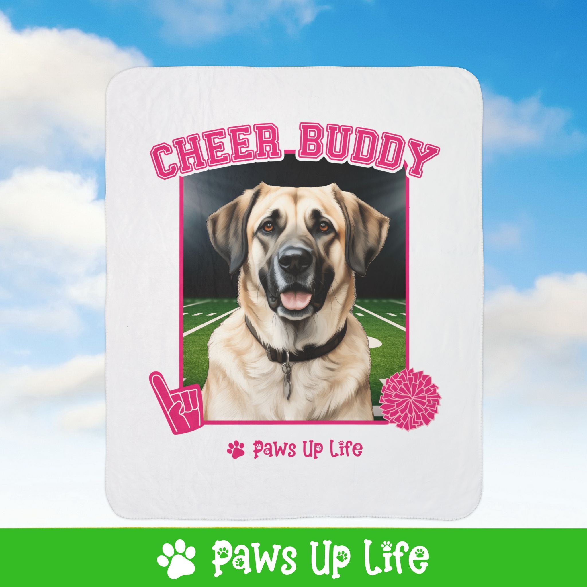 Anatolian Shepherd Cheer Buddy Cheerleading Dog Fleece Sherpa Blanket - Perfect for Snuggling and Cozy Napping | Paws Up Life, LLC