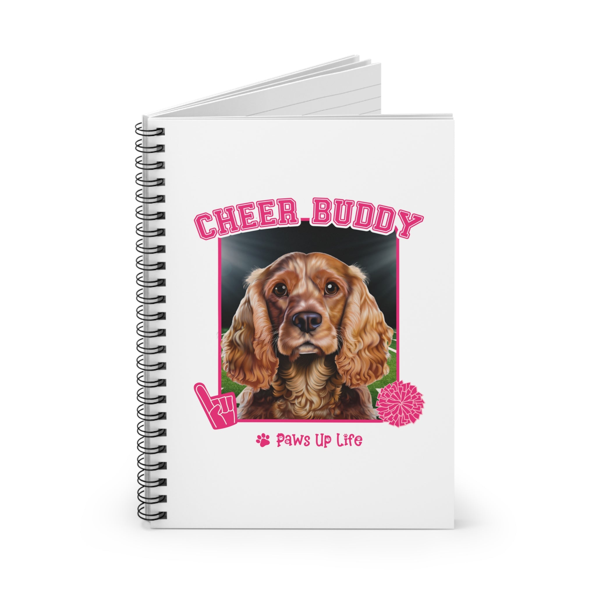 English Cocker Spaniel Football Cheer Buddy Cheerleading Dog Spiral Notebook for Office and Home - Ruled Line | Paws Up Life, LLC