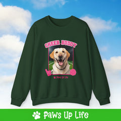 Labrador Retriever Yellow Lab Football Cheer Buddy Cheerleading Dog Crewneck Sweatshirt, Unisex Gift for Animal Lovers, Dog Mom Dad Sweatshirt, Cute Dog Lover Apparel, Fun Pet