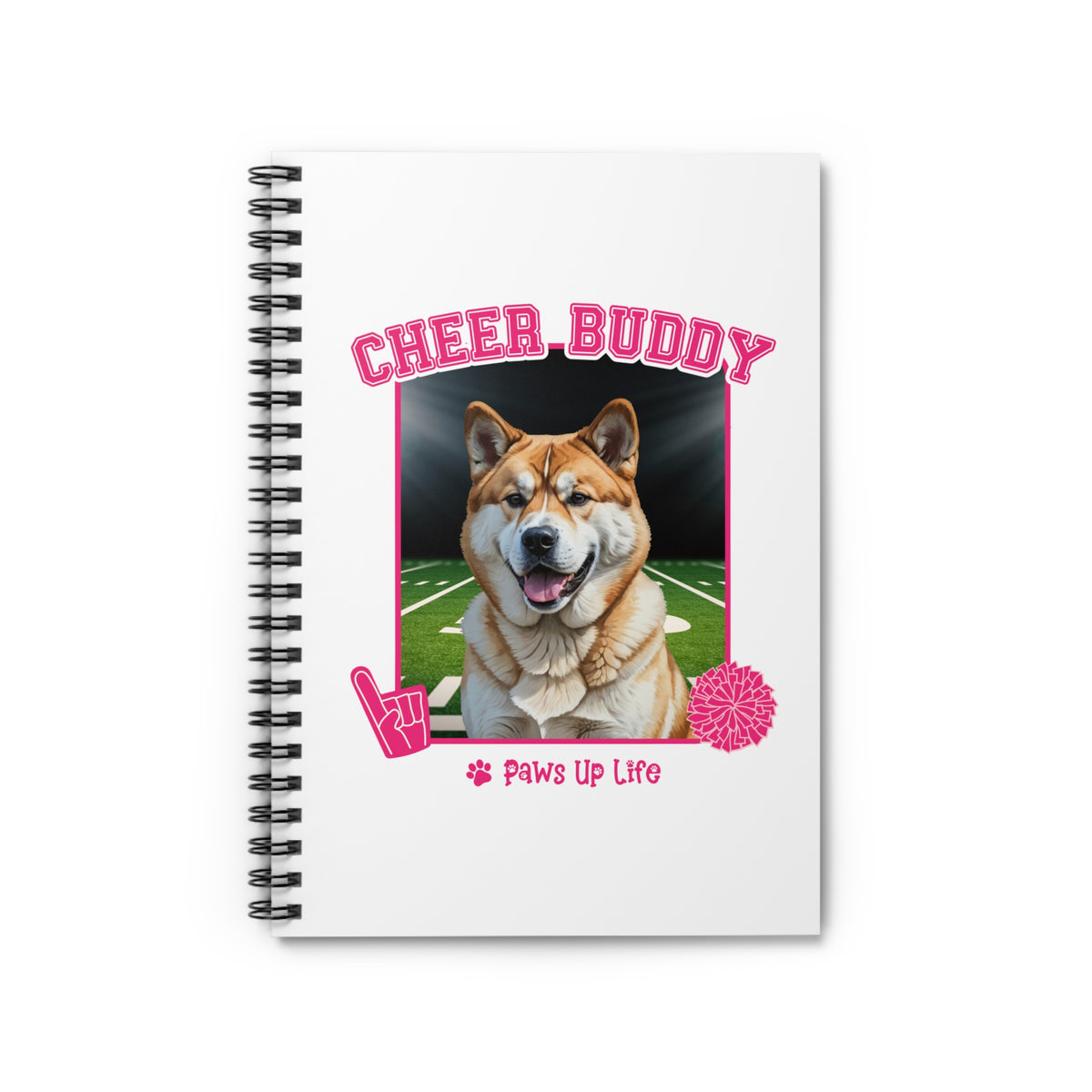 Akita Cheer Buddy Cheerleading Dog Spiral Notebook for Office and Home - Ruled Line