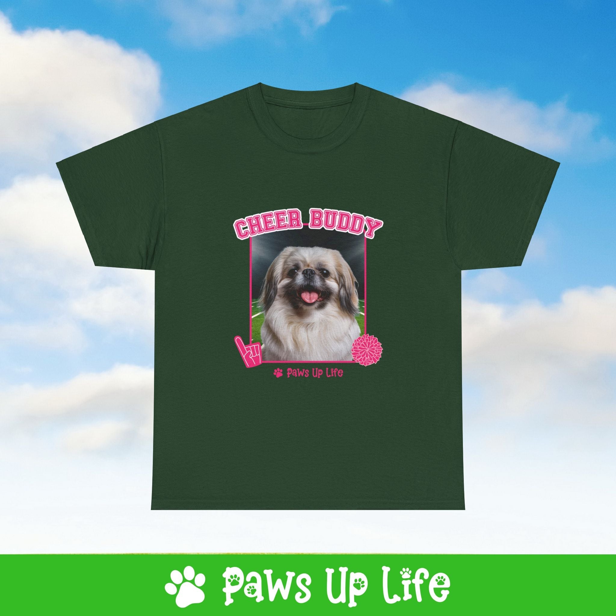 Pekinese Football Cheer Buddy Cheerleading Dog Tee, Shirt, Unisex Pet Lover Gift, Dog Mom Dad Tshirt, Animal Rescue Advocate, Cute Puppy Graphic Top Classic Collar | Paws Up Life, LLC