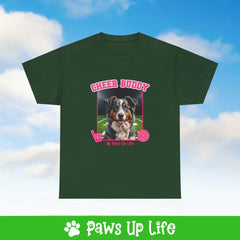 Australian Shepherd Cheer Buddy Cheerleading Dog Tee, Shirt, Unisex Pet Lover Gift, Dog Mom Dad Tshirt, Animal Rescue Advocate, Cute Puppy Graphic Top Classic Collar