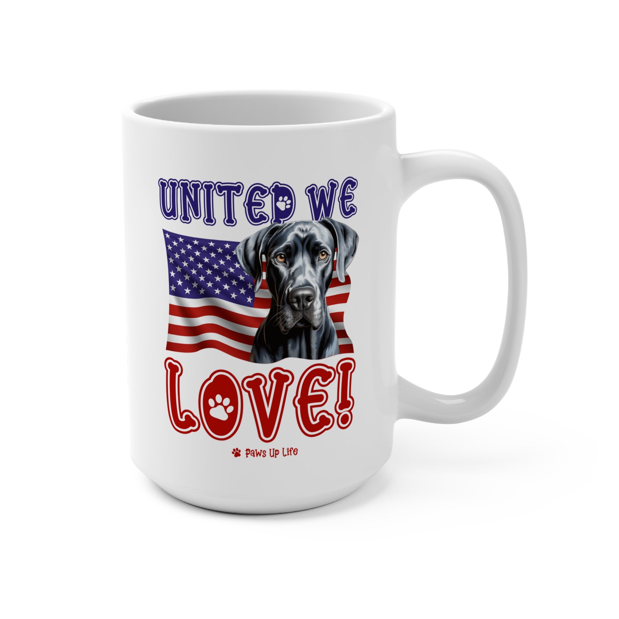 Great Dane Dog United We Love 15oz Large Coffee Mug Ceramic Drinkware Tea Washable | Paws Up Life, LLC