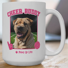 Chinese Shar Pei Football Cheer Buddy Cheerleading Dog 15oz Large Coffee Mug Ceramic Drinkware Tea Washable | Paws Up Life, LLC