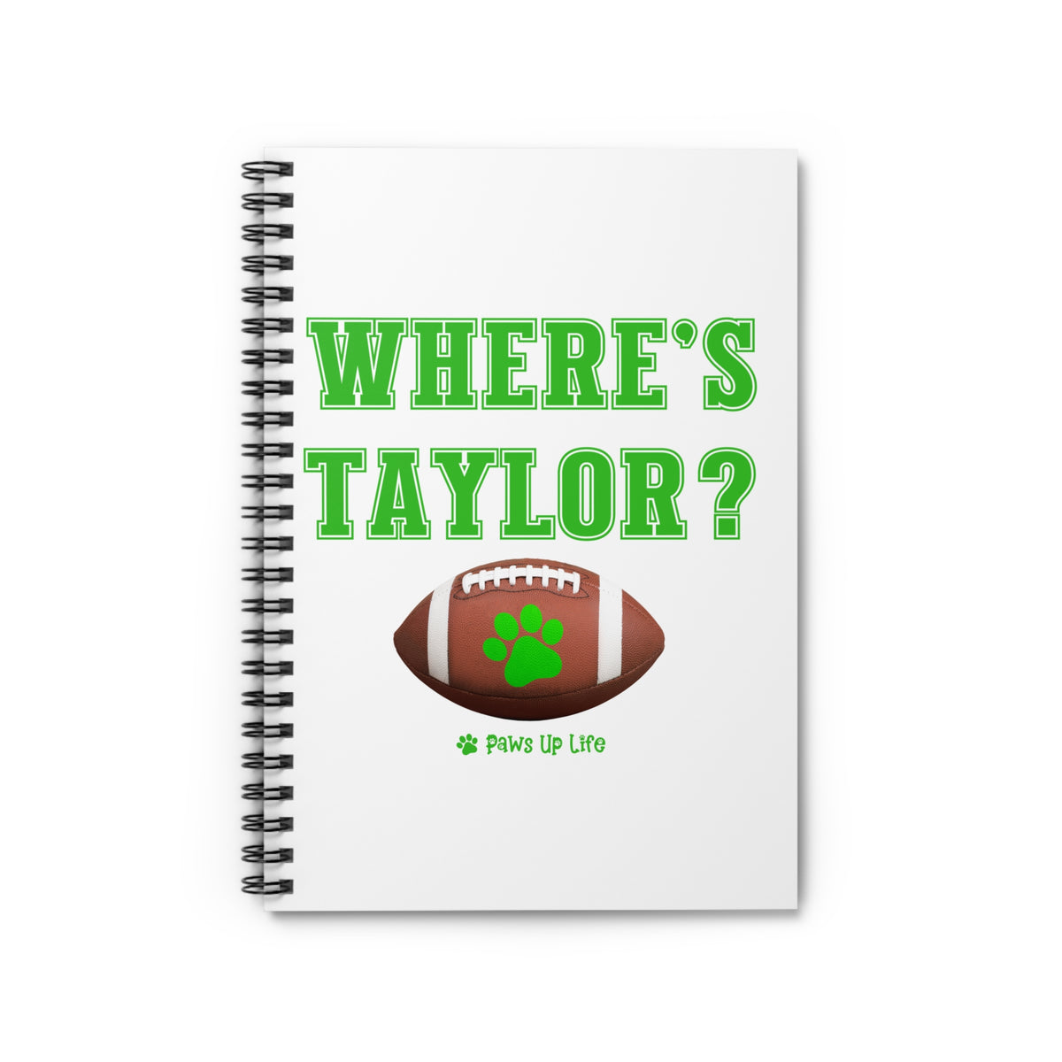 Where's Taylor Football Spiral Notebook for Office and Home - Ruled Line