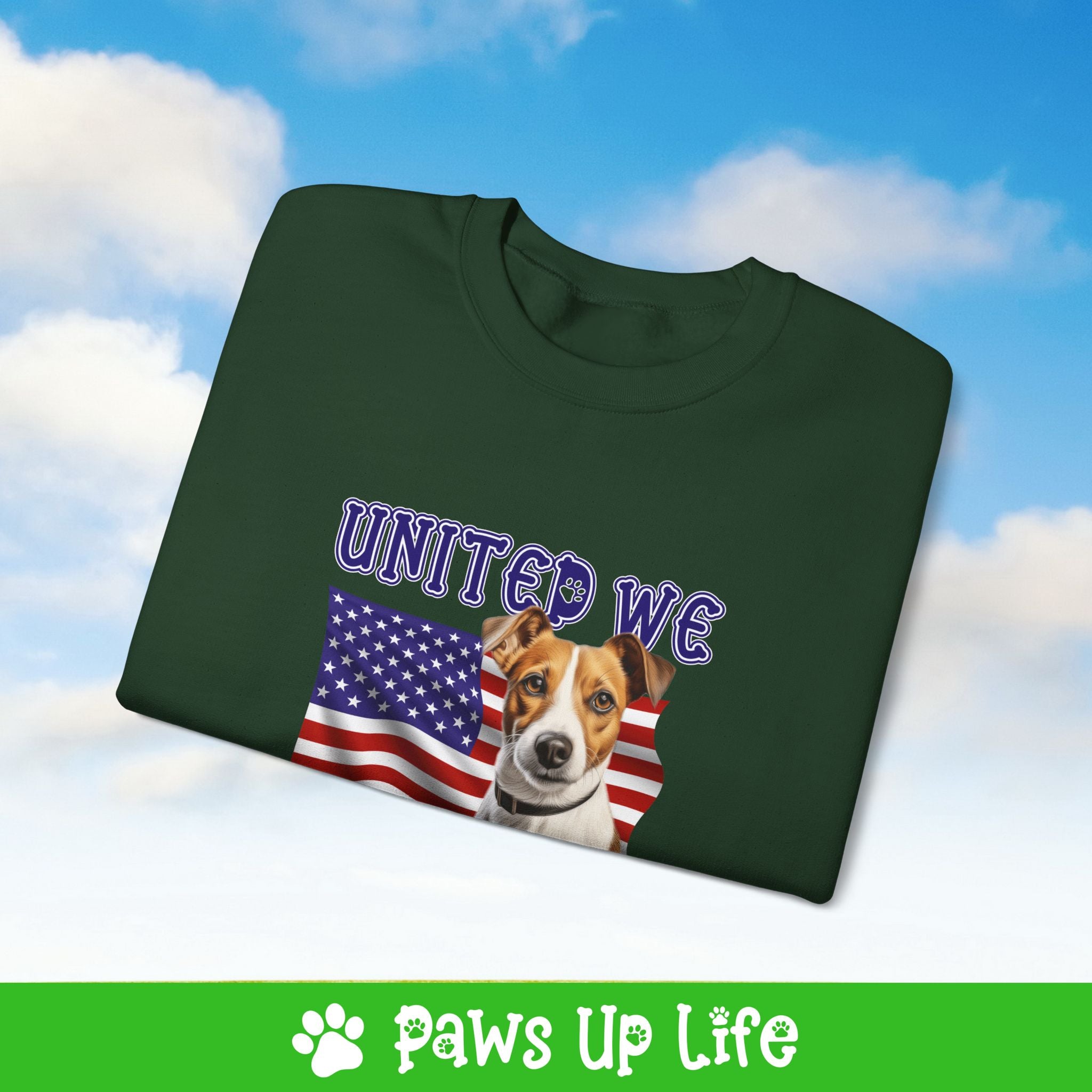 Jack Russell Dog United We Love Dog Crewneck Sweatshirt, Unisex Gift for Animal Lovers, Dog Mom Dad Sweatshirt, Cute Dog Lover Apparel, Fun Pet | Paws Up Life, LLC