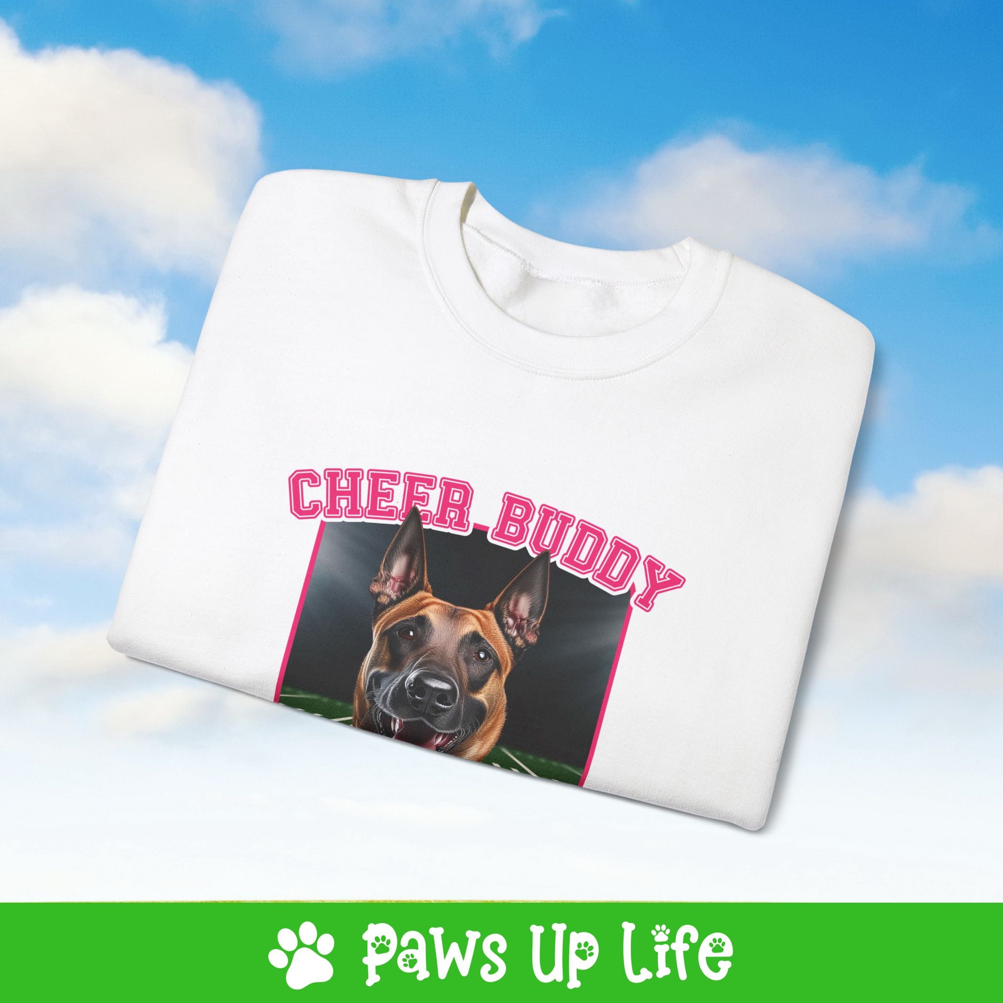 Belgian Malinos Cheer Buddy Cheerleading Dog Crewneck Sweatshirt, Unisex Gift for Animal Lovers, Dog Mom Dad Sweatshirt, Cute Dog Lover Apparel, Fun Pet | Paws Up Life, LLC